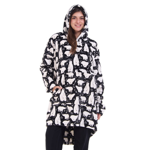 Snuggs Blanket Hoodie Black Polar Bear